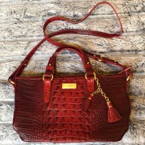 Brahmin red leather footed purse